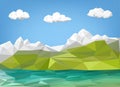 Landscape illustration - mountain and lake low poly graphic