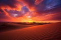 landscape illustration of sunset over sand dunes in the desert. Generative AI Royalty Free Stock Photo
