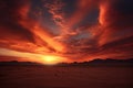 landscape illustration of sunset over sand dunes in the desert. Generative AI Royalty Free Stock Photo