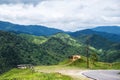 Landscape of a beautiful mountains ranges view and the street