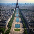 a beautiful panoramic view of Paris from the roof of the Triumphal Arch. Royalty Free Stock Photo