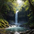 a waterfall in Sri Lanka.