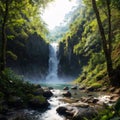 a waterfall in Sri Lanka.