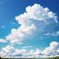 The new day has a bright blue sky and white clouds. Royalty Free Stock Photo