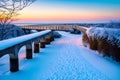 The bridge is at the baltic sea in winter.