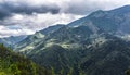 Dramatic image of mountain countryside of fields and farms in the caribbean, dominican republic.