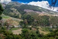 Dramatic image of mountain countryside of fields and farms in the caribbean, dominican republic.