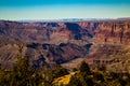 Wide angle landscape image of the Grand Canyon and winding Colorado River