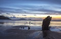 Helvetia wreck on Rhossili beach at sunset Royalty Free Stock Photo