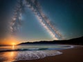The Milky Way Use a wide-angle lens to capture the expanse of the beach Soft made with generative ai