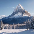 Mountain peaks are covered in snow. Royalty Free Stock Photo