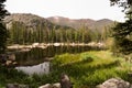 Landscape image of mountains and a lake in Rocky Mountain National Park, Colorado. Royalty Free Stock Photo