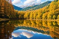 Orceyrette\'s Lake - Autumn is a mirror reflection.