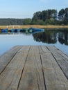Pier on lake Seliger in Svetlitsa village, Russia Royalty Free Stock Photo