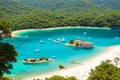 boats at the harbor in Mljet national park.