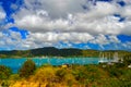 Sailboat Anchorage on a Turquoise Sea, Falmouth Harbour, Antigua, West Indies Royalty Free Stock Photo