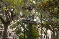 Savannah, Georgia / United States - June 25, 2018: Oglethorpe and Bull Streets are located in the historic park district.