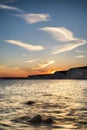 Landscape image of sunset over Birling Gap in England Royalty Free Stock Photo