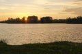 Image of the sunset over the lake Valdai Royalty Free Stock Photo