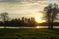 image of the sunset over the lake Valdai Royalty Free Stock Photo