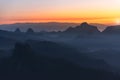 Landscape images of the complex mountains Floated out of the mist in the morning