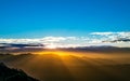Landscape images of The morning sun, where a beautiful beam of light covers the mountain range Royalty Free Stock Photo