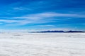 Landscape of incredibly white salt flat Salar de Uyuni, amid the Andes in southwest Bolivia, South America