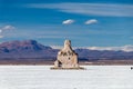 Landscape of incredibly white salt flat Salar de Uyuni, amid the Andes in southwest Bolivia, South America