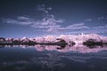 Landscape in infrared of lake in English countryside in Summer
