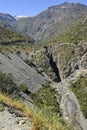 landscape of the interior of Chile on the way to Portillo