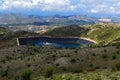 Landscape on the island of Crete in Greece, with views of the reservoir, mountains and blue sky with clouds