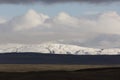 Landscape in island with glacier-covered mountains Royalty Free Stock Photo