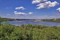 Landscape from the island Khortytsya Zaporozhye on hydroelectric power station Royalty Free Stock Photo