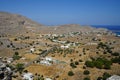 View of Navarone Bay and surrounding area in August. Lindos, Rhodes island, Greece Royalty Free Stock Photo