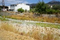 View of the shallow river bed Fonias in Lardos in August. Rhodes Island, Greece Royalty Free Stock Photo