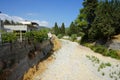 View of the shallow river bed Fonias in Lardos in August. Rhodes Island, Greece Royalty Free Stock Photo
