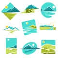 Landscape isolated icons corporate identity template mountains