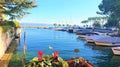 The landscape of the Italian town of Sirmione and Lake Garda