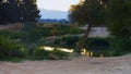 Landscape of Jordan River in sunset in the northeast Galilee Israel