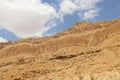 Landscape in the Judean desert on the shores of the Dead Sea in Israel Royalty Free Stock Photo