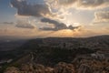 Landscape from the Jumping Mountain in Nazareth. Panoramic view. Sunset