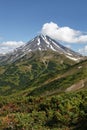 Landscape on Kamchatka: picturesque view of Vilyuchinsky Volcano Royalty Free Stock Photo