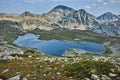 Landscape of Kamenitsa and Yalovarnika peaks and Tevno Lake, Pirin mountain Royalty Free Stock Photo