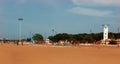 Landscape of karaikal beach with light house. Royalty Free Stock Photo