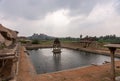 Landscape of Krishna Tank with shrine, Hampi, Karnataka, India