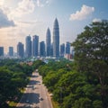 Landscape of Kuala lumpur skyline, cleary blue and little white cloud sky, Malay...
