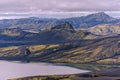 Landscape of Lakagigar volcanic fissure area at Lambavatn lake Southern highlands of Iceland