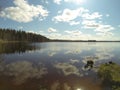 Landscape with a lake and beautiful cloud reflections Royalty Free Stock Photo