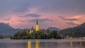 Landscape Lake bled with church on island Royalty Free Stock Photo