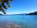 Beautiful landscape lake with boat